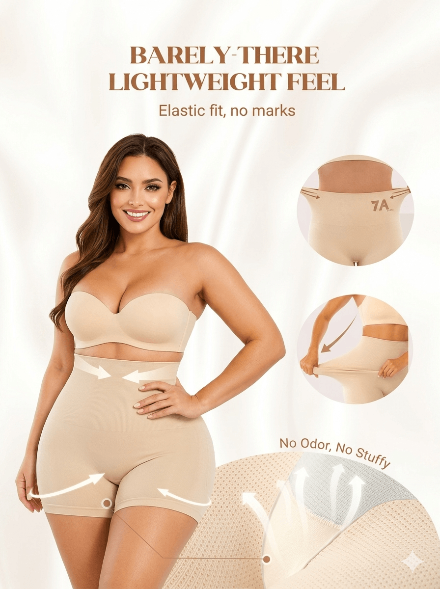 The Ultimate Summer Shaper: High-Waist Ice Silk Panties (Buy 1 Get 2 FREE). Sculpt Your Curves in Breathable Comfort.