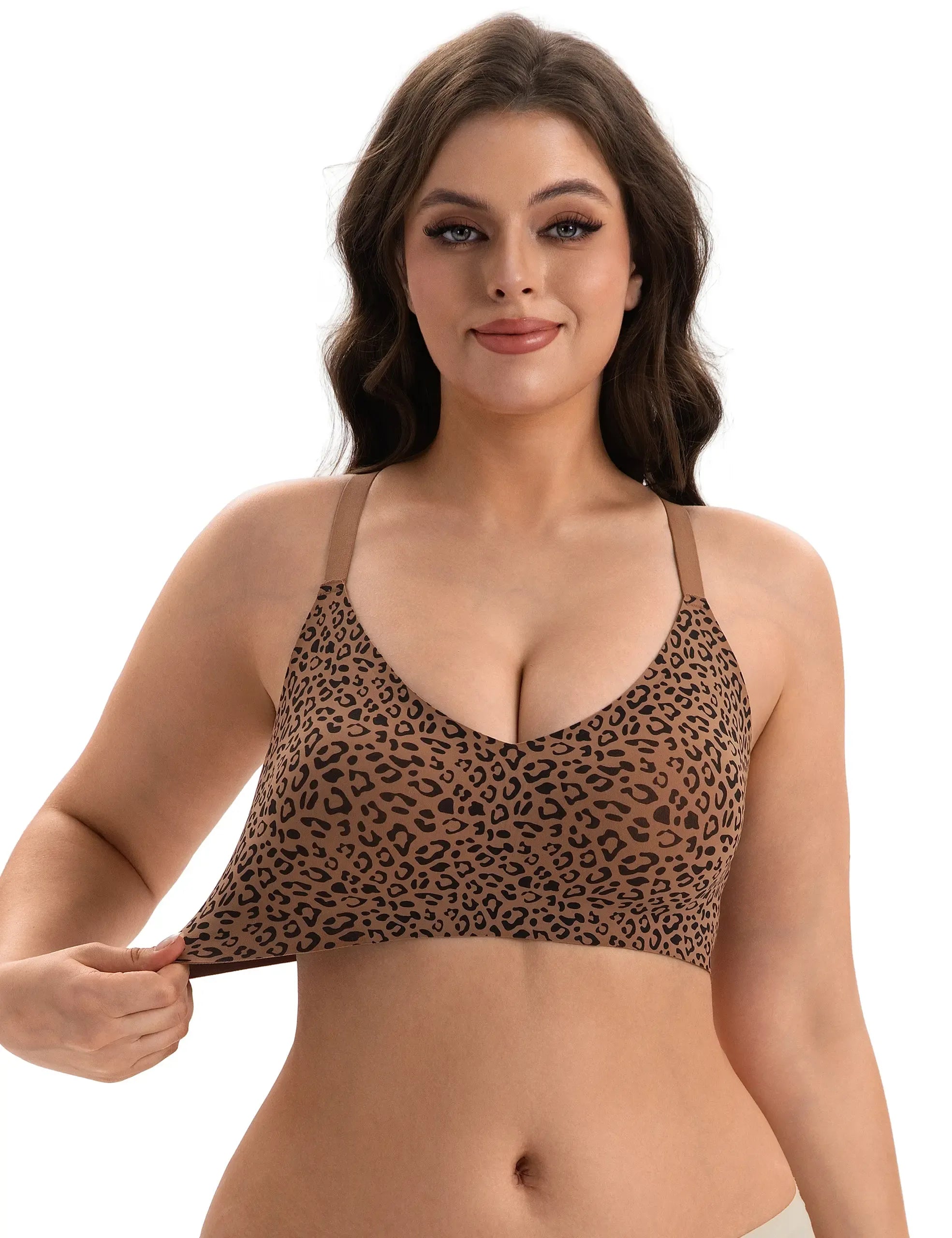 Lusait Lace Jelly Bra Bralettes for Women Pullover Bra Seamless Wireless Deep V Racerback Comfort Padded Everyday Tshirt Bra tiktokshopspringglowup summerwins,summerwins