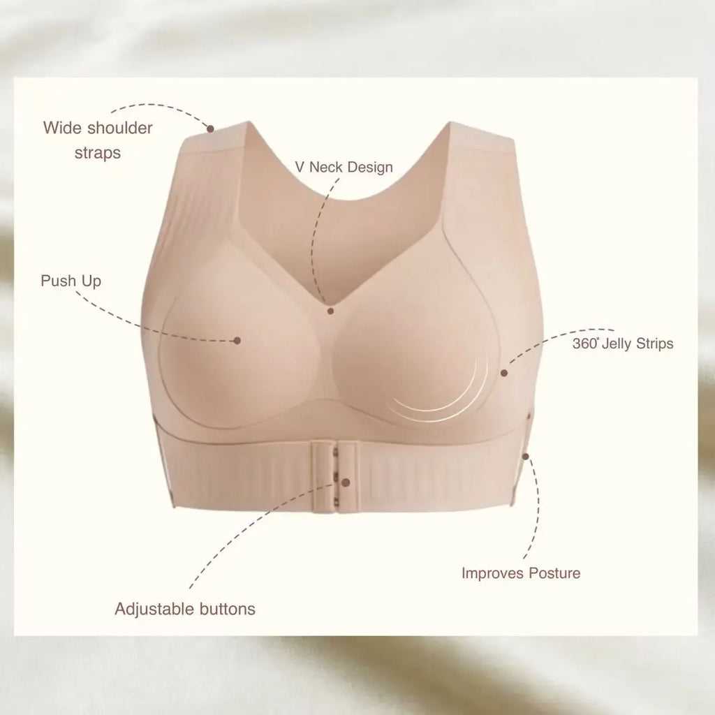 Posture Correction Bra, Women's Beige Wireless Bra, Soft, Breathable, Non-Removable Molded Cups, Yoga/Fitness Sports Bra for Gym and Daily Training, Bra summervibes