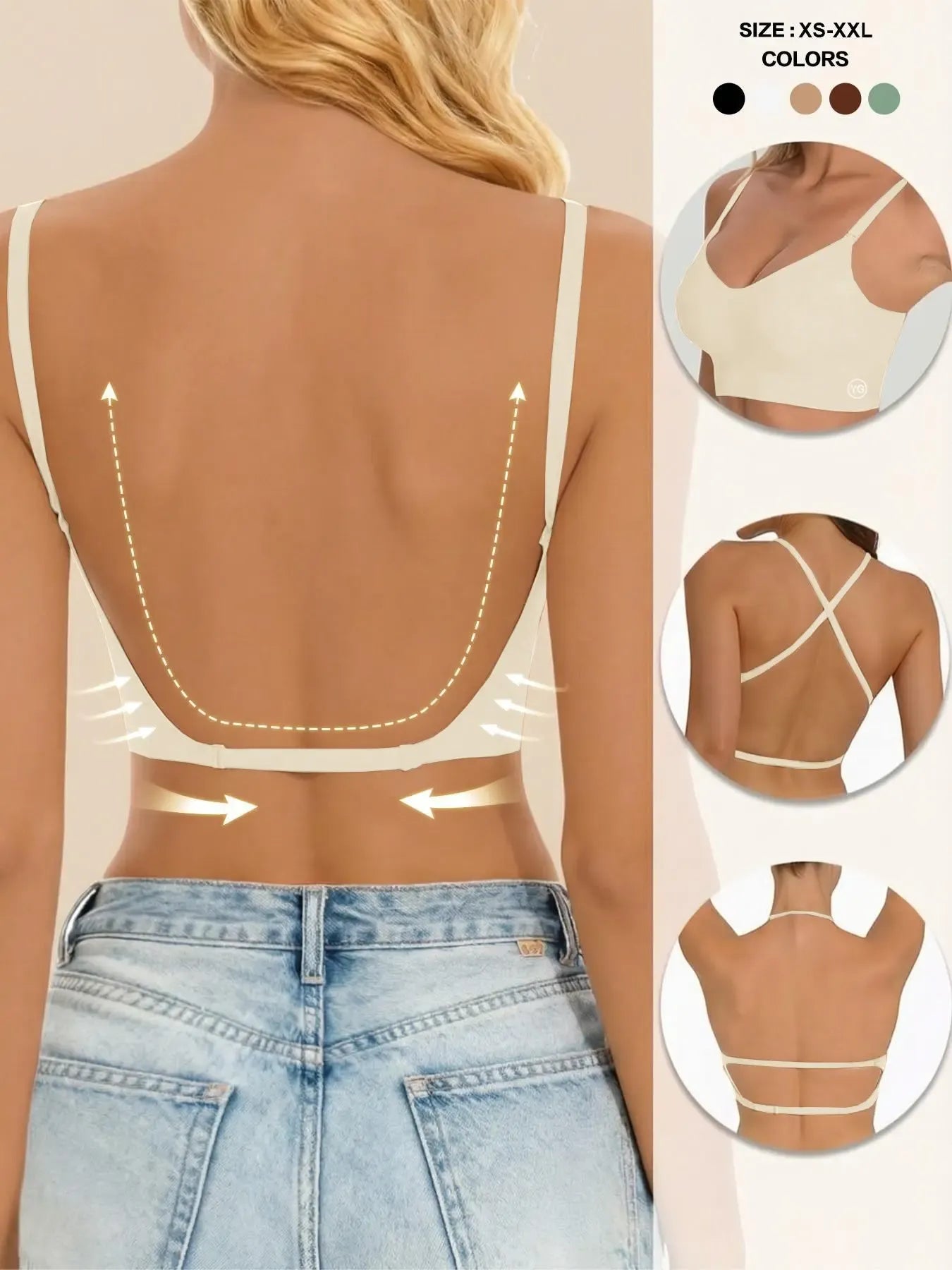 Women's Seamless Backless Bra, Multi-Strap Convertible Strap Wireless Push-Up Bra, Elegant, Chic, Suitable for Wedding Dresses and Party Gowns, Underwear