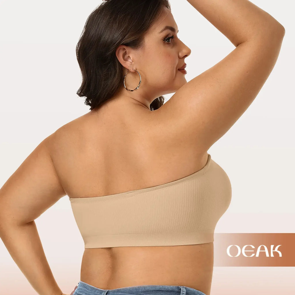 OEAK Women Non-Slip Bandeau Bras With Comfortable Strapless Bra Seamless Wireless Tube Top Soft Wireless Bra