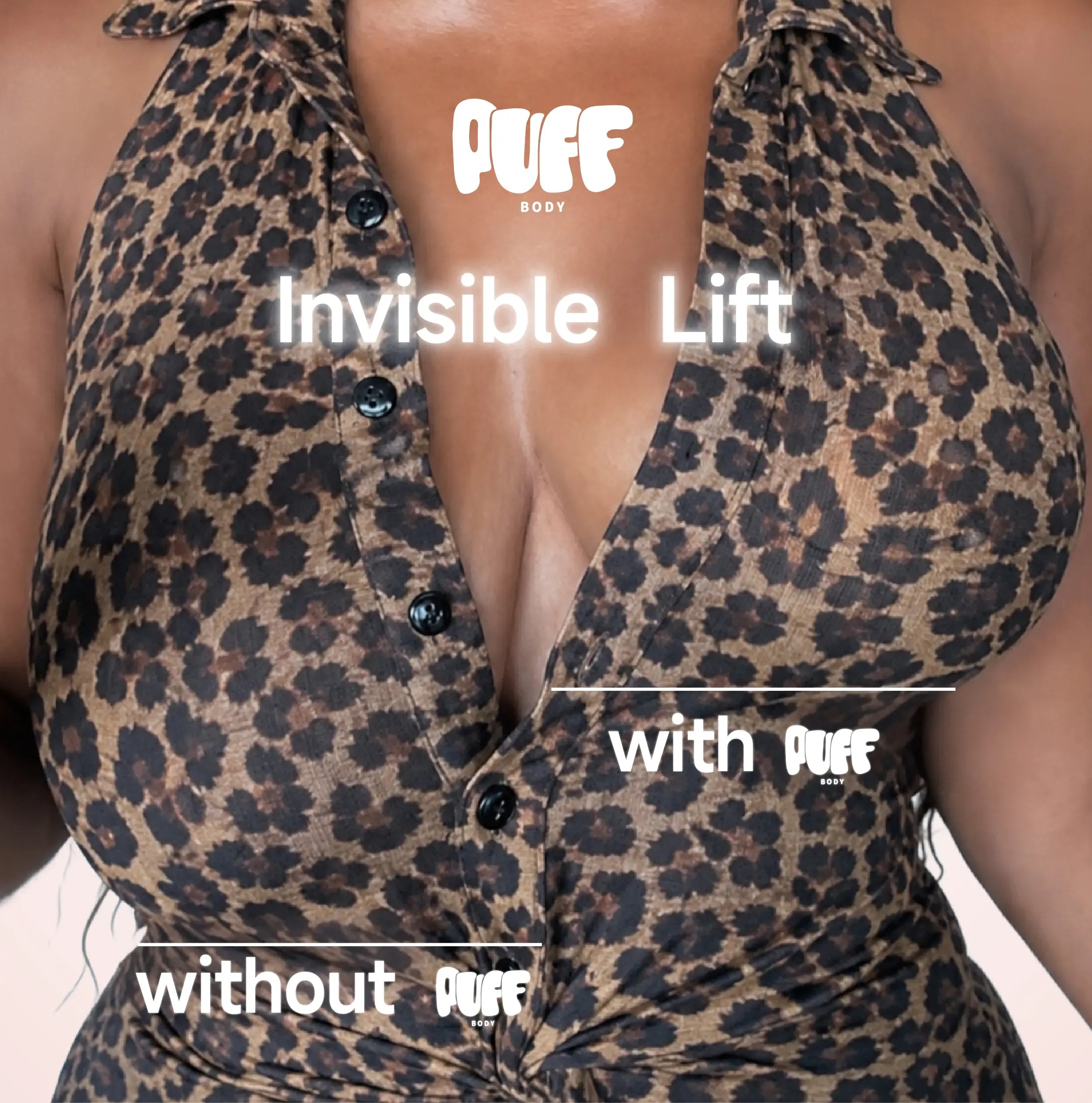 PUFF Invisible Lift Sticky Bra Inserts for Women, Patented No Sew Adhesive Bra Pads, Push Up Cleavage Enhancer, Nipple Slip Coverage, Reusable Fashion Bra Inserts for Low Cut Tops, Dresses & Womenswear