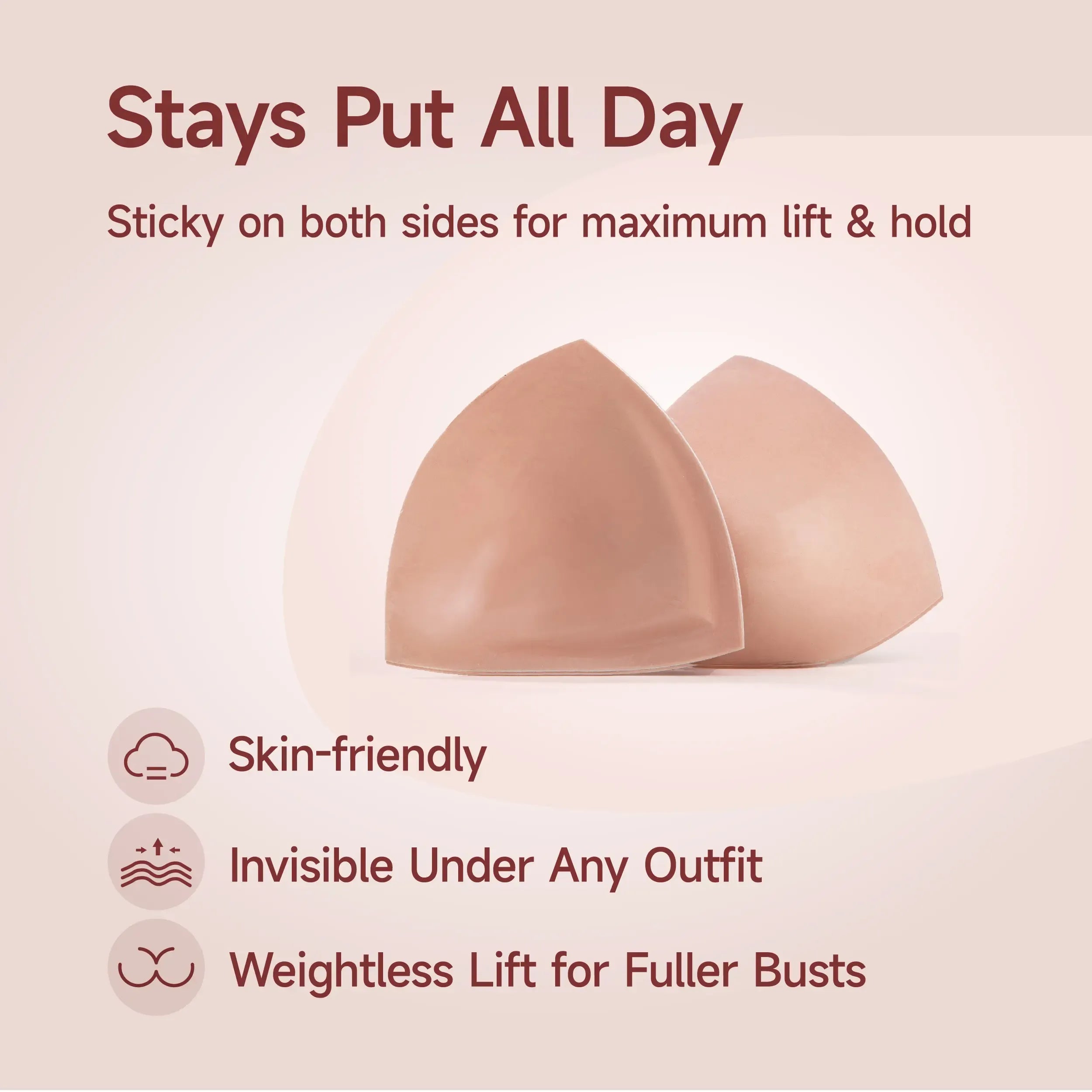 PUFF Invisible Lift Sticky Bra Inserts for Women, Patented No Sew Adhesive Bra Pads, Push Up Cleavage Enhancer, Nipple Slip Coverage, Reusable Fashion Bra Inserts for Low Cut Tops, Dresses & Womenswear