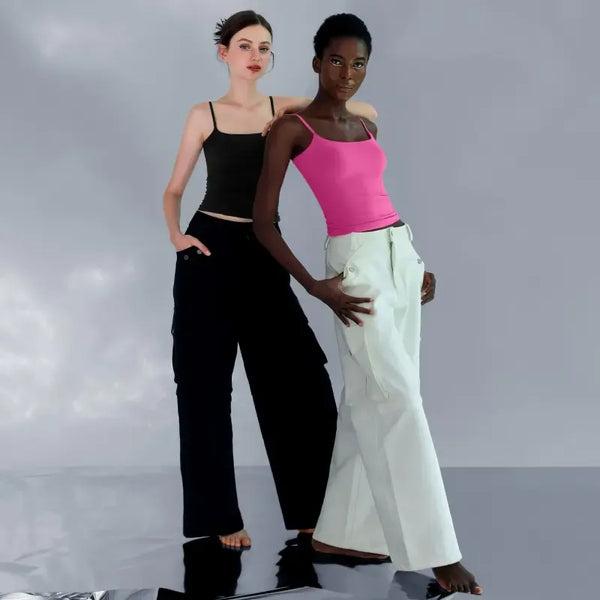 PUMIEY Spaghetti Strap Tank Top, Double Layer Not See-Through Cami, Buttery Soft Stretchy Top, Minimal Chic Essential summerwins