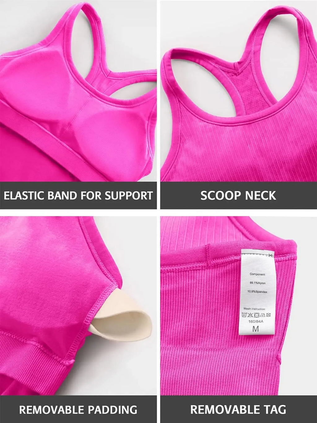 Attraco Ribbed Workout Tank Tops with Built in Bra for Women Tight Racerback Scoop Neck Athletic Top summerwins
