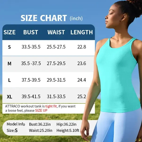 Attraco Ribbed Workout Tank Tops with Built in Bra for Women Tight Racerback Scoop Neck Athletic Top summerwins