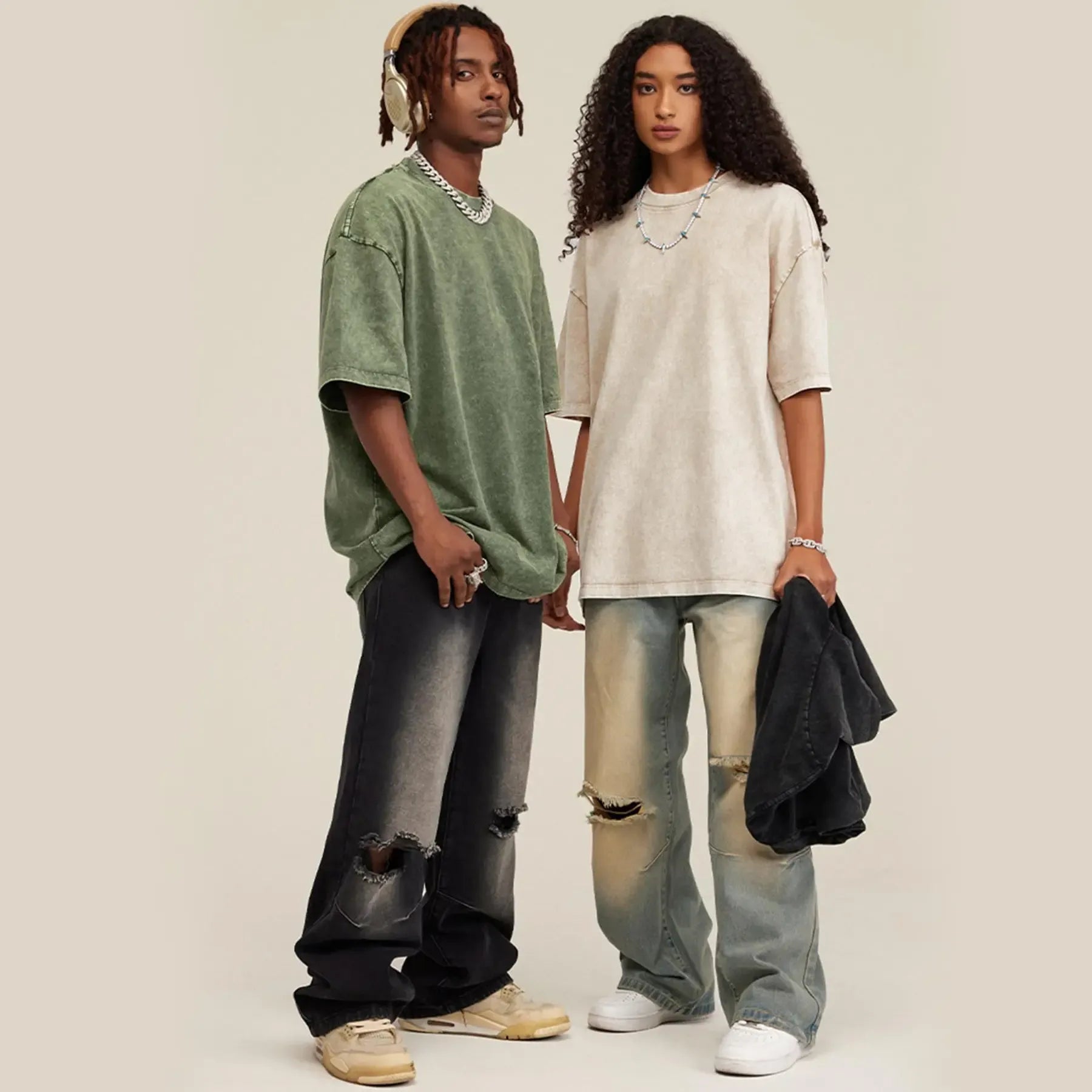Yimoon 3 Pack Women's Oversized T Shirts Acid Wash Cotton Crew Neck Half Short Sleeve Summer Unisex Tees Casual Loose Fit Solid Streetwear Comfortable Tops Basic Womenswear Plain Tshirt