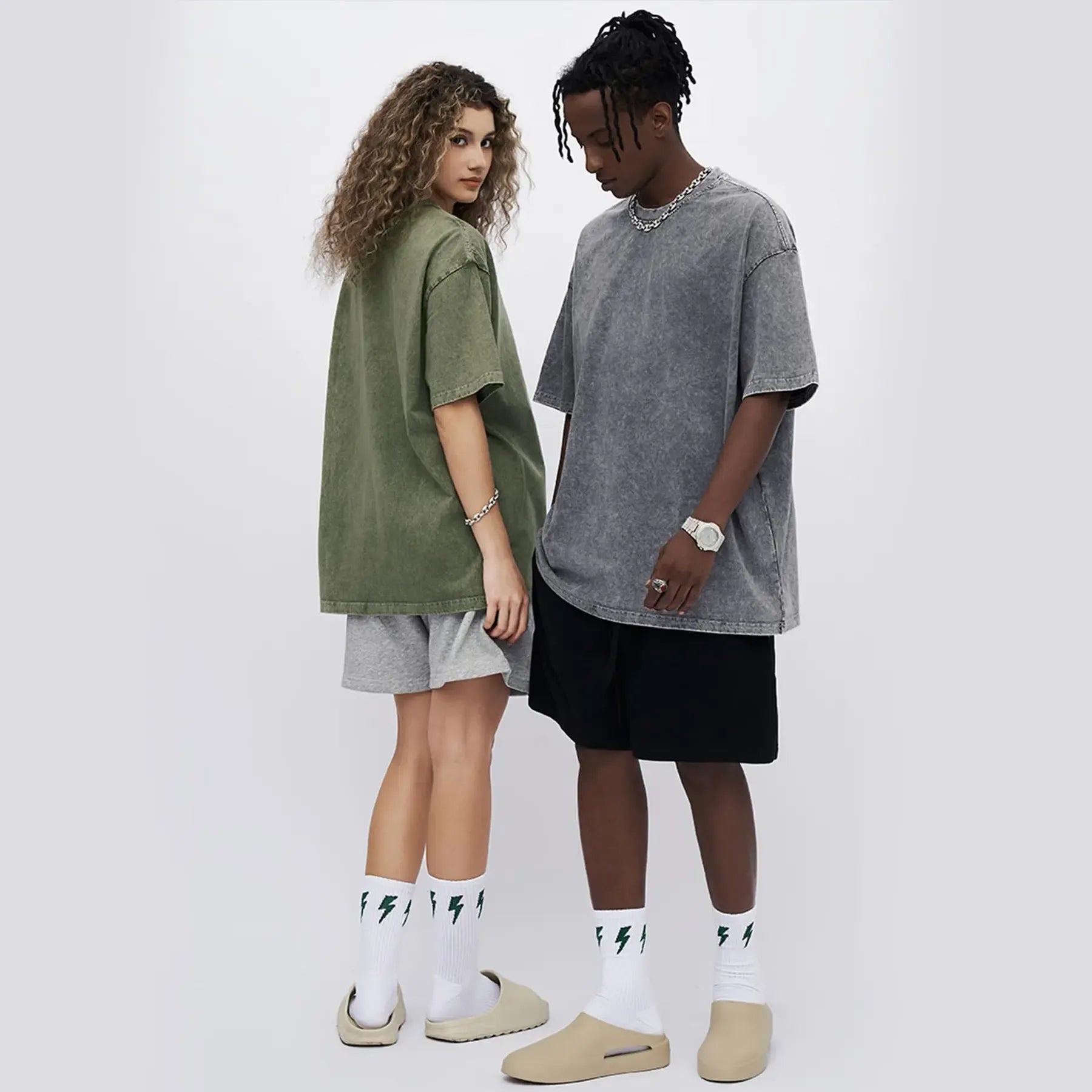 Yimoon 3 Pack Women's Oversized T Shirts Acid Wash Cotton Crew Neck Half Short Sleeve Summer Unisex Tees Casual Loose Fit Solid Streetwear Comfortable Tops Basic Womenswear Plain Tshirt