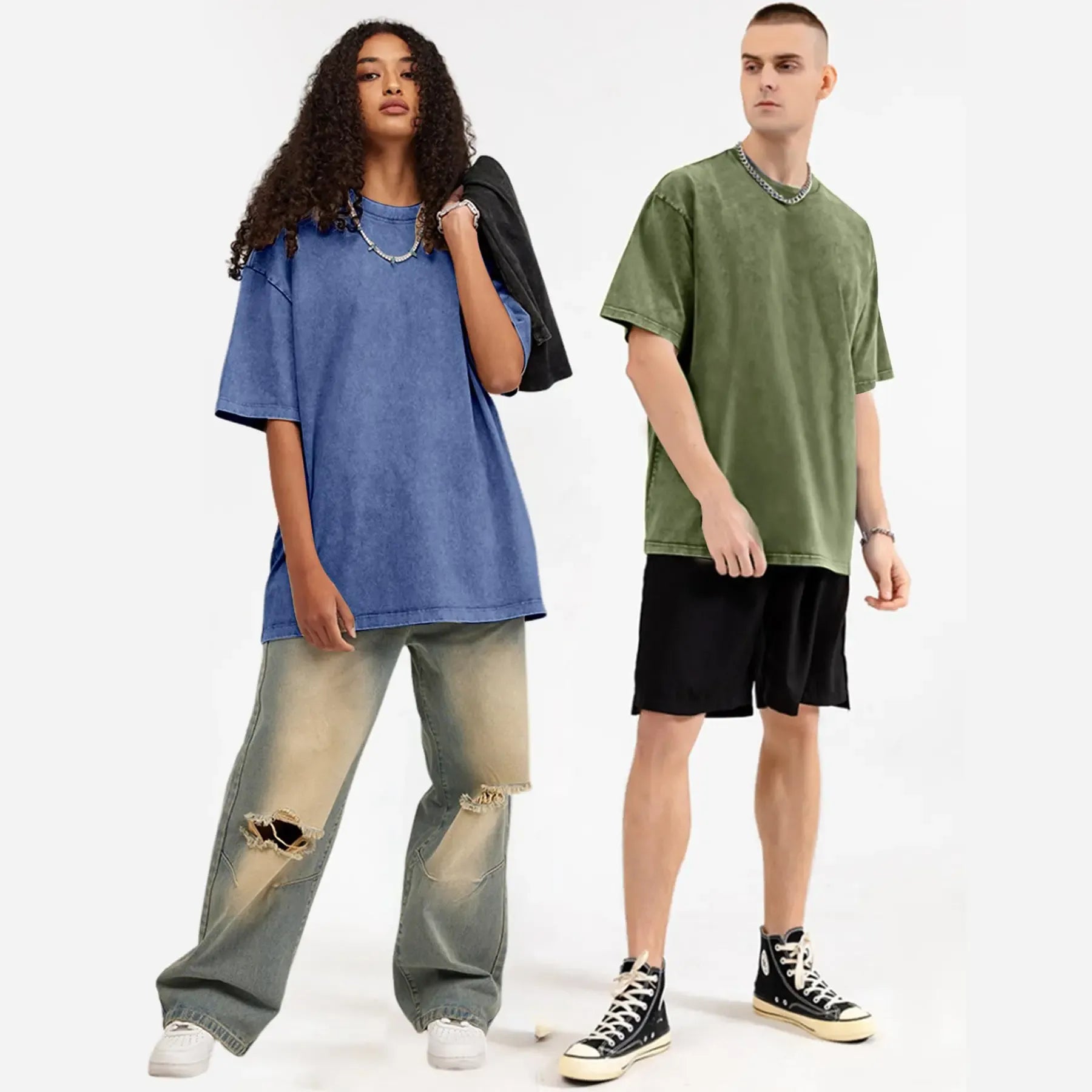Yimoon 3 Pack Women's Oversized T Shirts Acid Wash Cotton Crew Neck Half Short Sleeve Summer Unisex Tees Casual Loose Fit Solid Streetwear Comfortable Tops Basic Womenswear Plain Tshirt