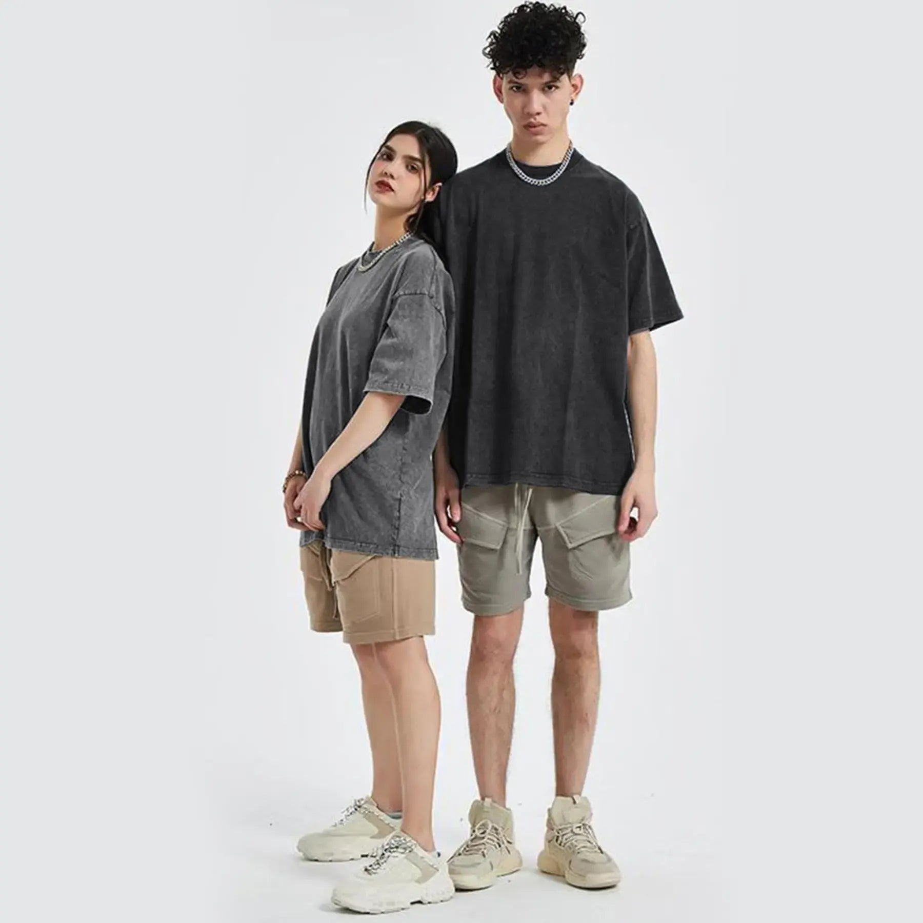 Yimoon 3 Pack Women's Oversized T Shirts Acid Wash Cotton Crew Neck Half Short Sleeve Summer Unisex Tees Casual Loose Fit Solid Streetwear Comfortable Tops Basic Womenswear Plain Tshirt