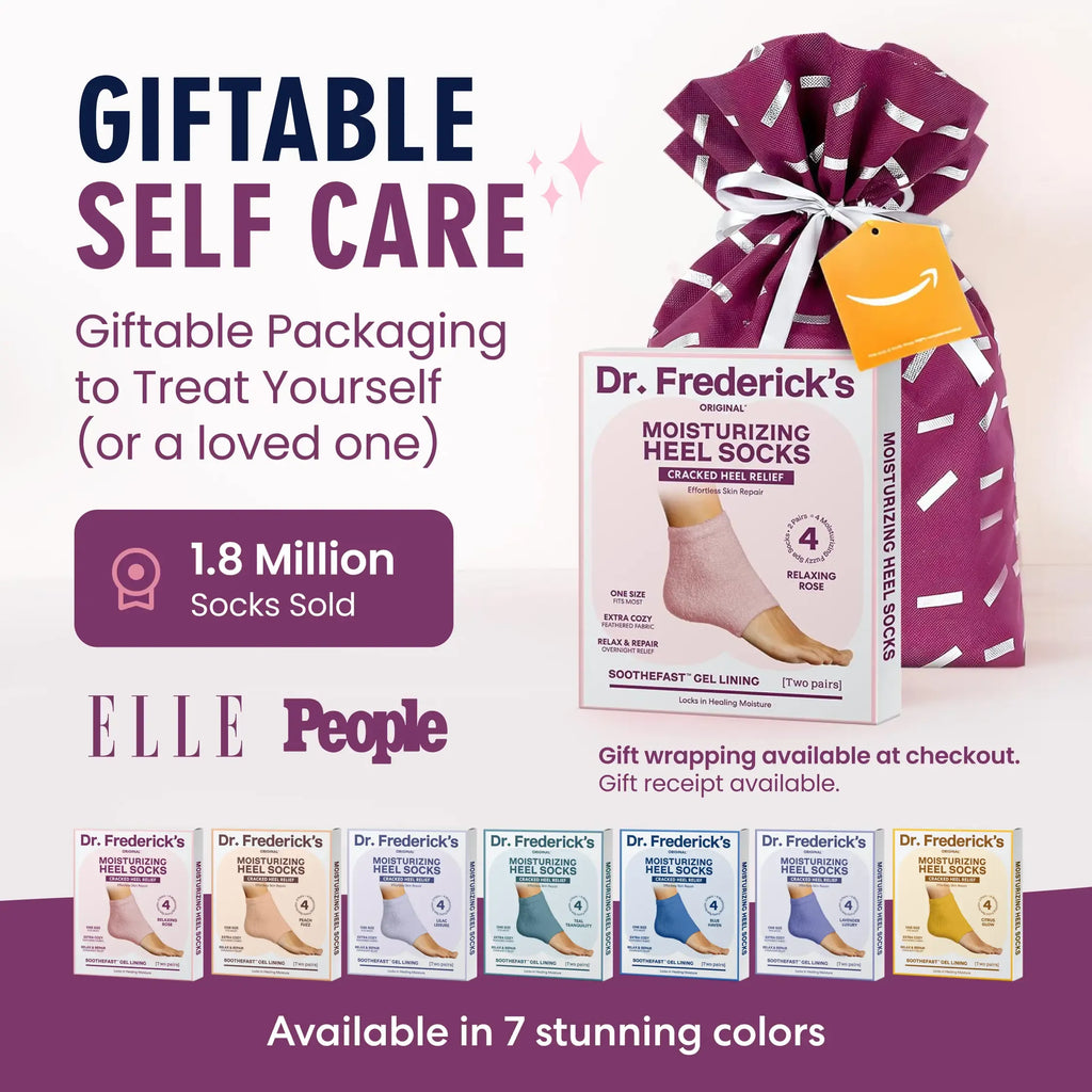 Dr. Frederick's Fuzzy Moisturizing Heel Socks - Soften Dry Cracked Heels Overnight