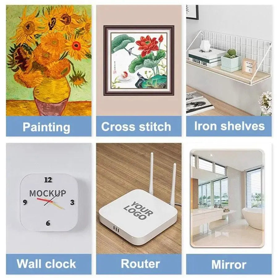 Wall-Mounted Hooks (10pcs), Punch-Free Self-Adhesive Picture Frame & Painting Hooks, Traceless Stick Hooks for Kitchen & Bathroom, Wall Mount Acrylic, Room Organization Products