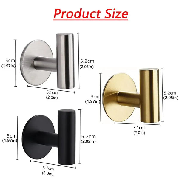 Self Adhesive Hook, 2 Counts Stainless Steel Wall Mounted Towel Hook, Simple Trendy Multi-purpose Sticky Hook, Kitchen Organizer, Home Organizers, Storage Hooks, Towel Hooks For Wall, Bathroom Hooks For Towels