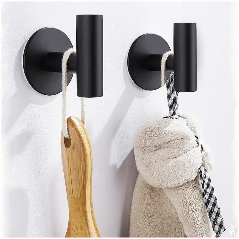 Self Adhesive Hook, 2 Counts Stainless Steel Wall Mounted Towel Hook, Simple Trendy Multi-purpose Sticky Hook, Kitchen Organizer, Home Organizers, Storage Hooks, Towel Hooks For Wall, Bathroom Hooks For Towels