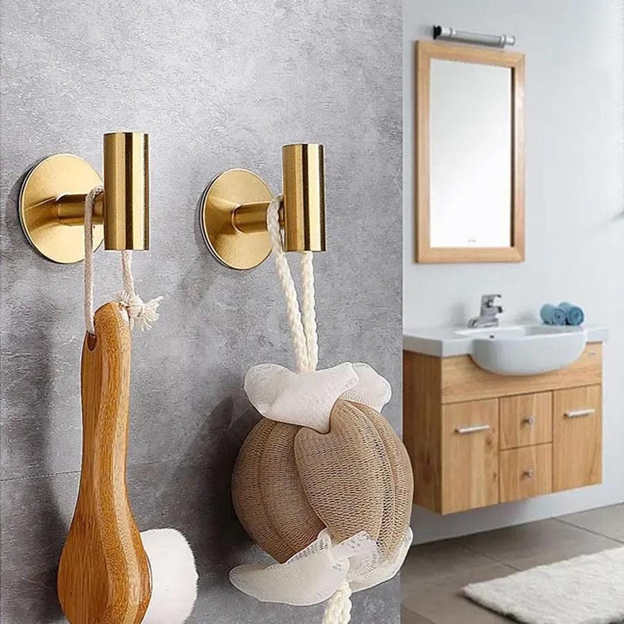 Self Adhesive Hook, 2 Counts Stainless Steel Wall Mounted Towel Hook, Simple Trendy Multi-purpose Sticky Hook, Kitchen Organizer, Home Organizers, Storage Hooks, Towel Hooks For Wall, Bathroom Hooks For Towels