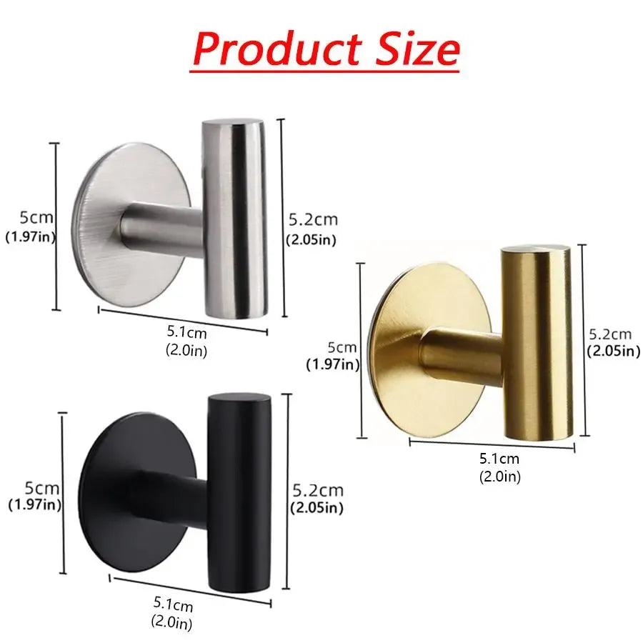 Self Adhesive Hook, 2 Counts Stainless Steel Wall Mounted Towel Hook, Simple Trendy Multi-purpose Sticky Hook, Kitchen Organizer, Home Organizers, Storage Hooks, Towel Hooks For Wall, Bathroom Hooks For Towels