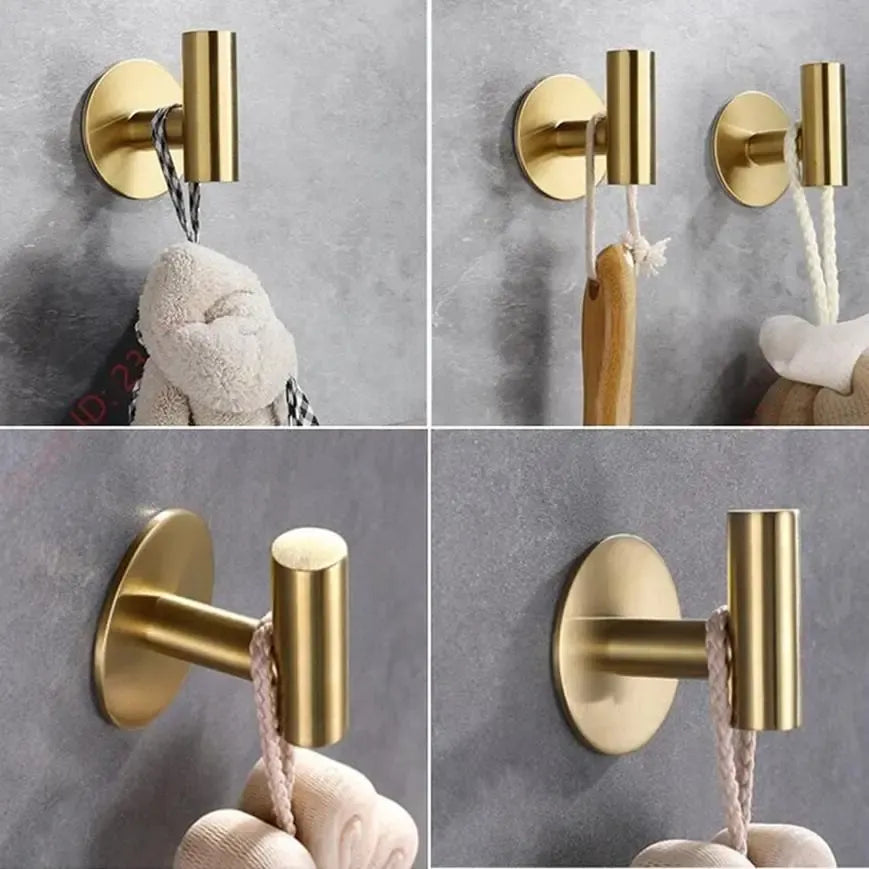 Self Adhesive Hook, 2 Counts Stainless Steel Wall Mounted Towel Hook, Simple Trendy Multi-purpose Sticky Hook, Kitchen Organizer, Home Organizers, Storage Hooks, Towel Hooks For Wall, Bathroom Hooks For Towels