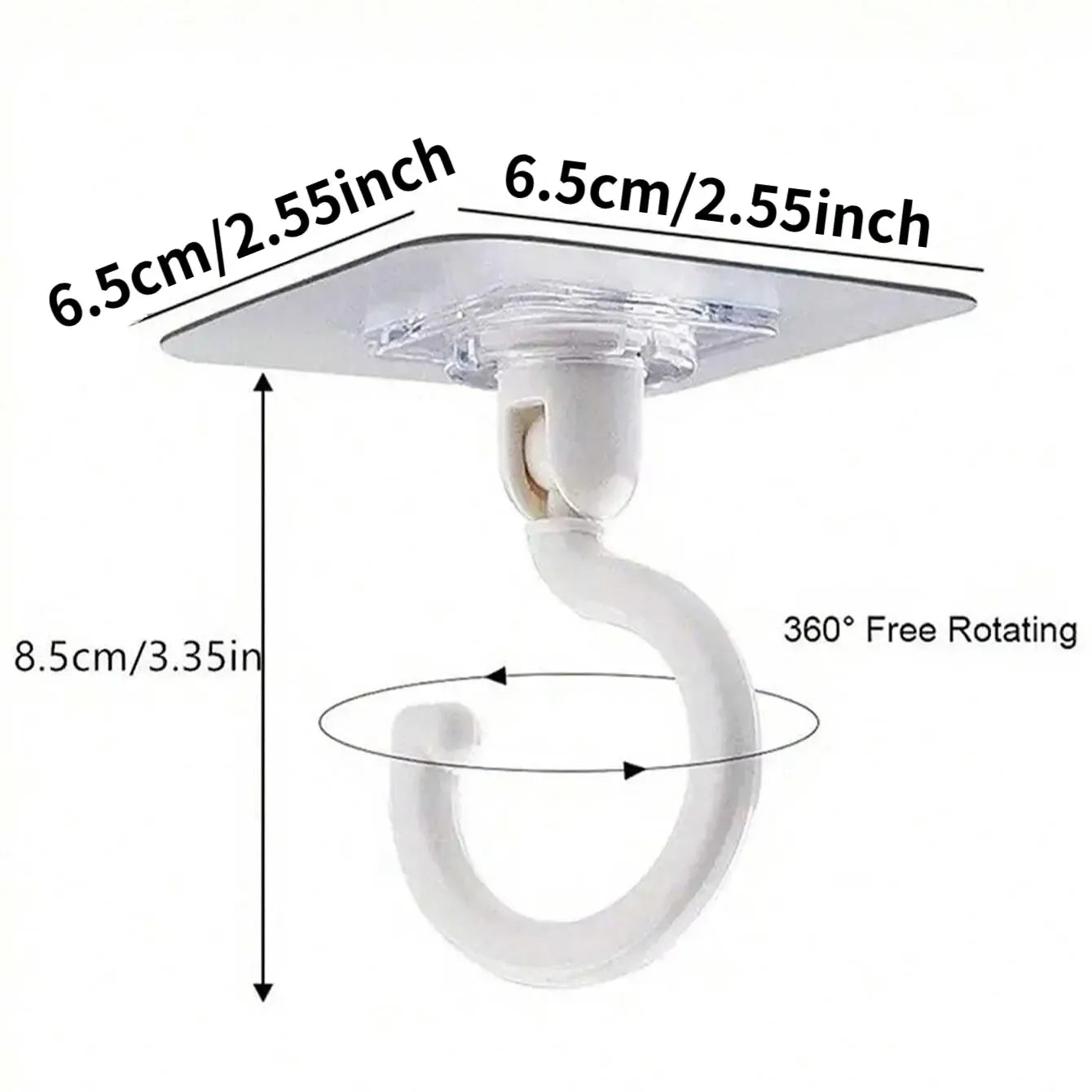 Rotatable Ceiling Adhesive Hook, 4 Counts Easy Installation Sticky Hanger for Hanging Plants, Wind Chimes, Modern Ceiling Decoration with Utility Hook