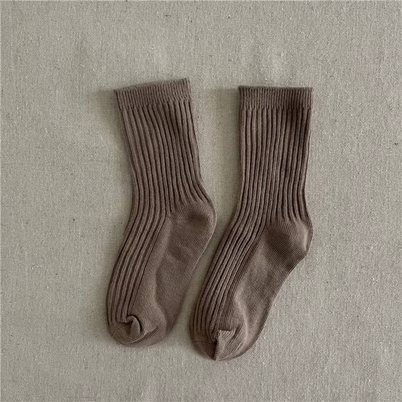 Solid Color Children's Casual Socks Ribbed Boys Girls School Sock Toddlers Ankle Sock Cotton Striped Baby Socken For Kids 1-10Y