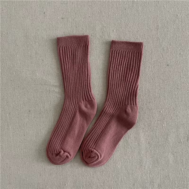 Solid Color Children's Casual Socks Ribbed Boys Girls School Sock Toddlers Ankle Sock Cotton Striped Baby Socken For Kids 1-10Y