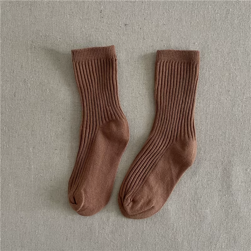 Solid Color Children's Casual Socks Ribbed Boys Girls School Sock Toddlers Ankle Sock Cotton Striped Baby Socken For Kids 1-10Y