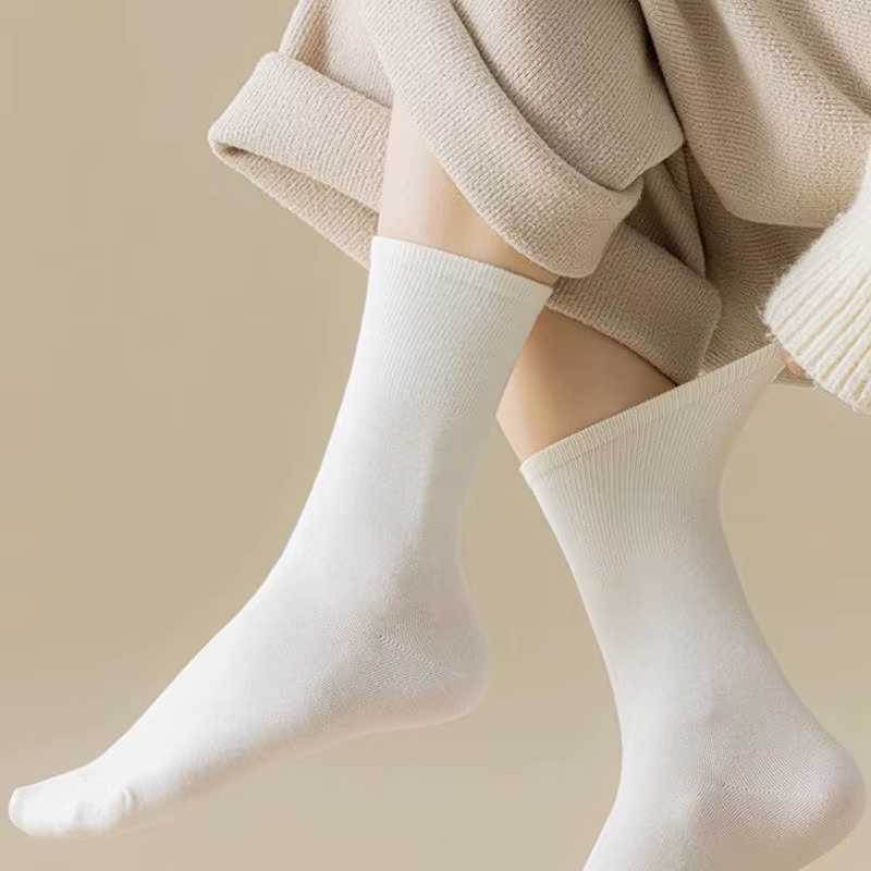 HOT SALE3/6/12 Pairs of Women's Spring or Summer Solid Colors Simple and Comfortable Mid Tube Socks Gradient Color