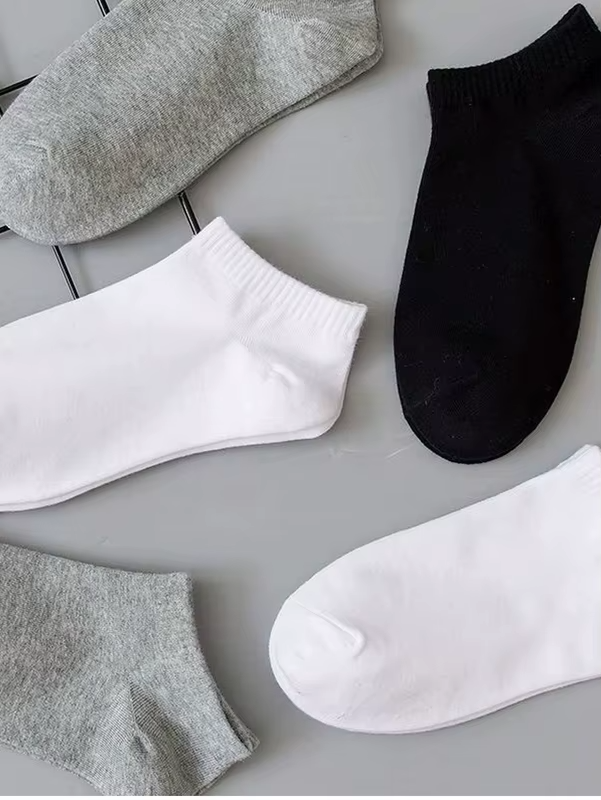 5/10/15 pairs of unisex boat socks, casual black, white and gray men's business socks, sweat-absorbent breathable