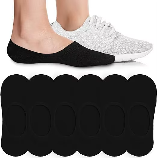 6/8 Pairs of Women's Invisible Boat Socks Solid Color Cotton Socks Breathable Thin Socks Non-slip Anti-friction No Heel Drop