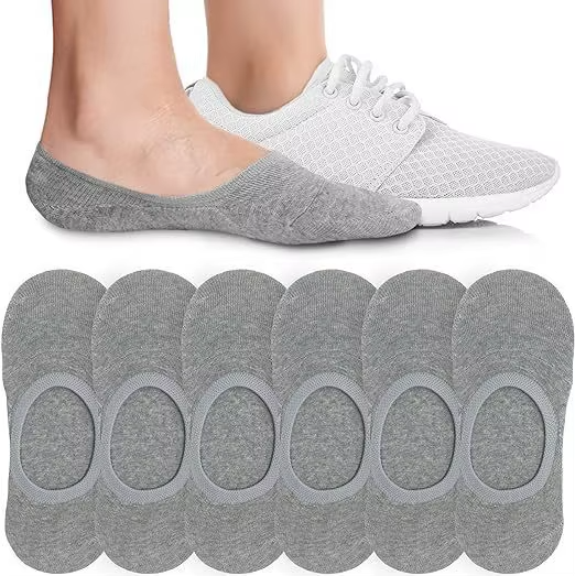 6/8 Pairs of Women's Invisible Boat Socks Solid Color Cotton Socks Breathable Thin Socks Non-slip Anti-friction No Heel Drop