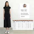 Amii Women's Dress 2026 Summer New Round Neck Chiffon Patchwork Midi Dress Office Casual Short Sleeve Woman Clothing 12622073