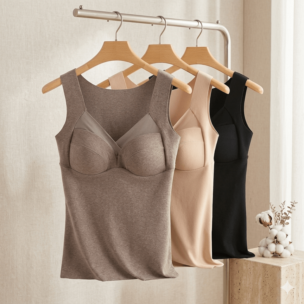 Women's German Velvet Thermal Underwear with Built-in Bra, Self-Heating Fleece Lined Base Layer, Thickened One-Piece Winter Top