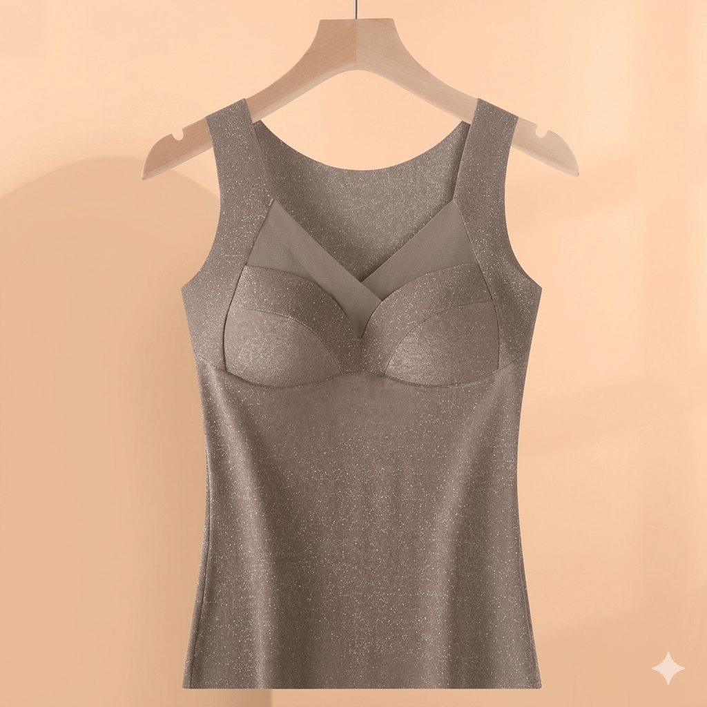 Women's German Velvet Thermal Underwear with Built-in Bra, Self-Heating Fleece Lined Base Layer, Thickened One-Piece Winter Top