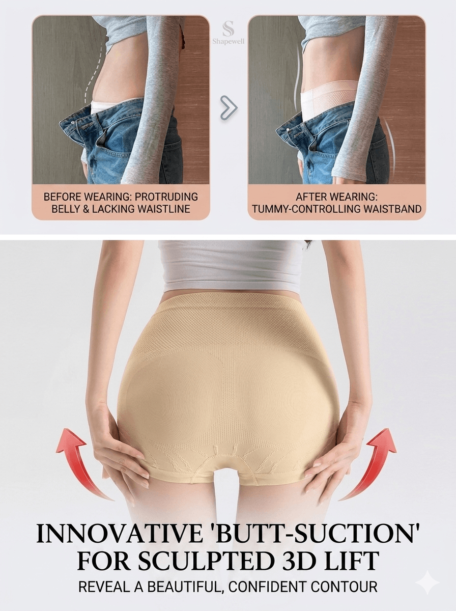 [8-Pack Value Deal] Women’s High Waisted Tummy Control Panties – Seamless Hip Lifting Shapewear with Wormwood Antibacterial Crotch