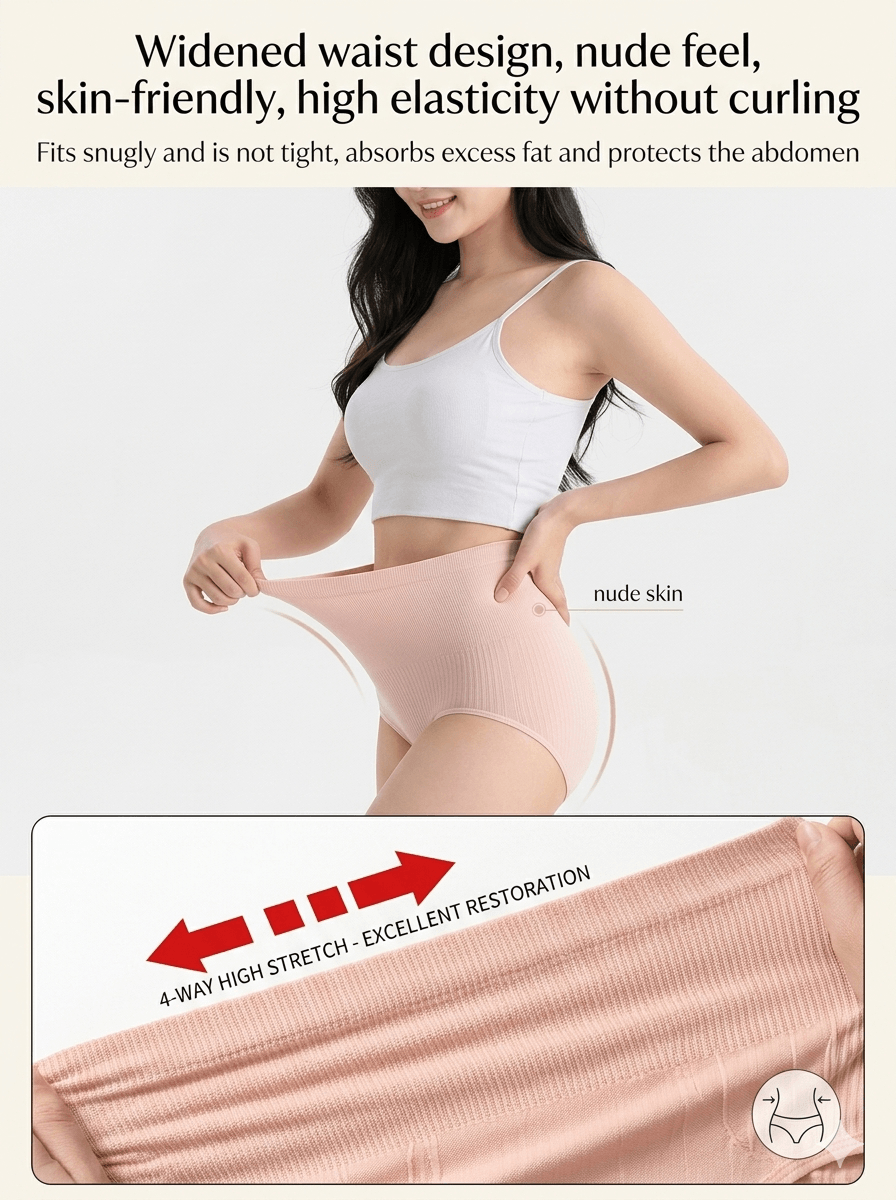 [8-Pack Value Deal] Women’s High Waisted Tummy Control Panties – Seamless Hip Lifting Shapewear with Wormwood Antibacterial Crotch